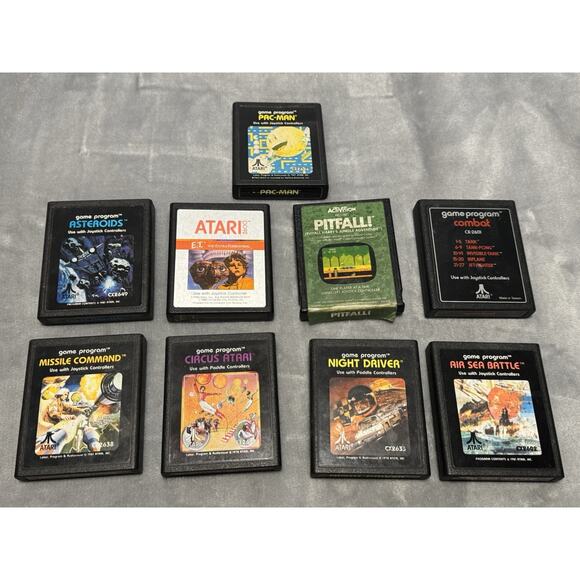 🔥Atari 9 Game Bundle + Game Cabinet Pac-Man/Asteroids/ET/Pitfall + More🔥 - Picture 2 of 3